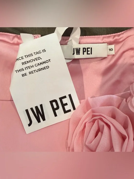 NWT JW Pei Elaina Pink Rosette Applique Mini Dress-Pink - Size 10 - Picture 11 of 12